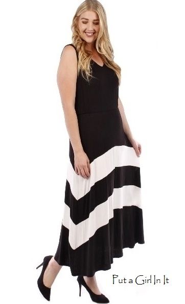 plus size black and white striped dress
